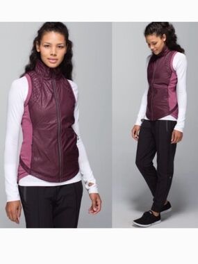 Lululemon Rebel Runner Vest Petal Camo Embossed Bordeaux Full Zip Size 8